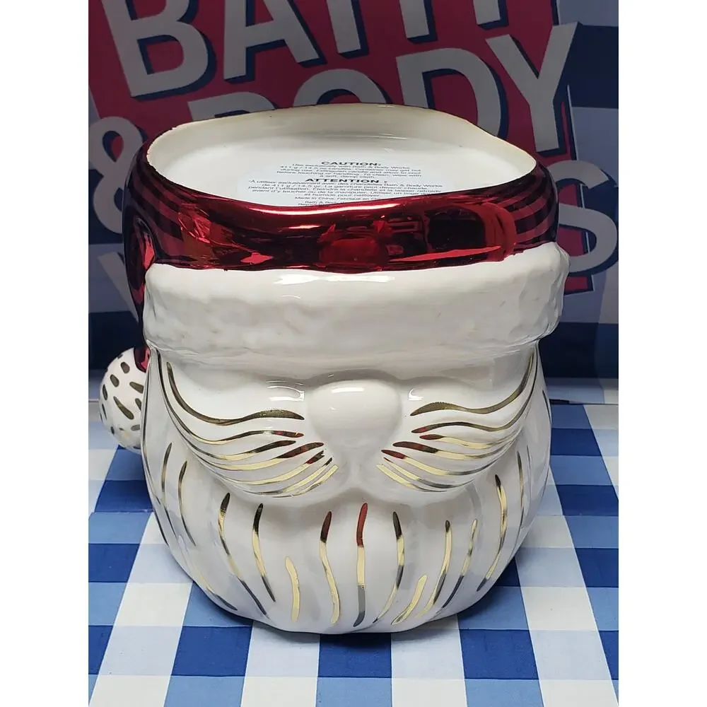 BBW Vintage Style Santa Claus Christmas Large 3 Wick Candle Holder / Pedestal